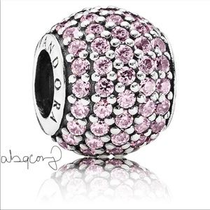 EUC Pandora 791051PCZ Sterling Silver Pave Lights w/ Pink Zirconia Charm